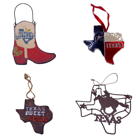 Texas TX Cowboy Theme Ornaments Lot Map Flag Boot Texas Sweet Texas - Picture 1 of 2